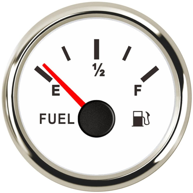 ARTILAURA 0-90 ohm Fuel Gauge 2 inch Boat Fuel Level Gauge 8 Color Marine Gas Tank Meter for Universal AUTO Car Truck Diesel RV Vehicle (White) - Image 1